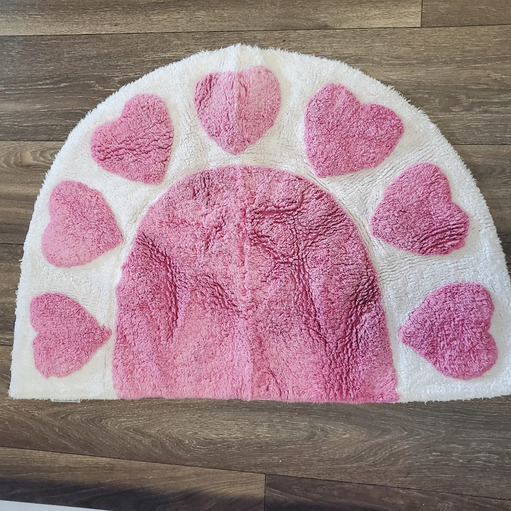 Pink and White Heart Rug